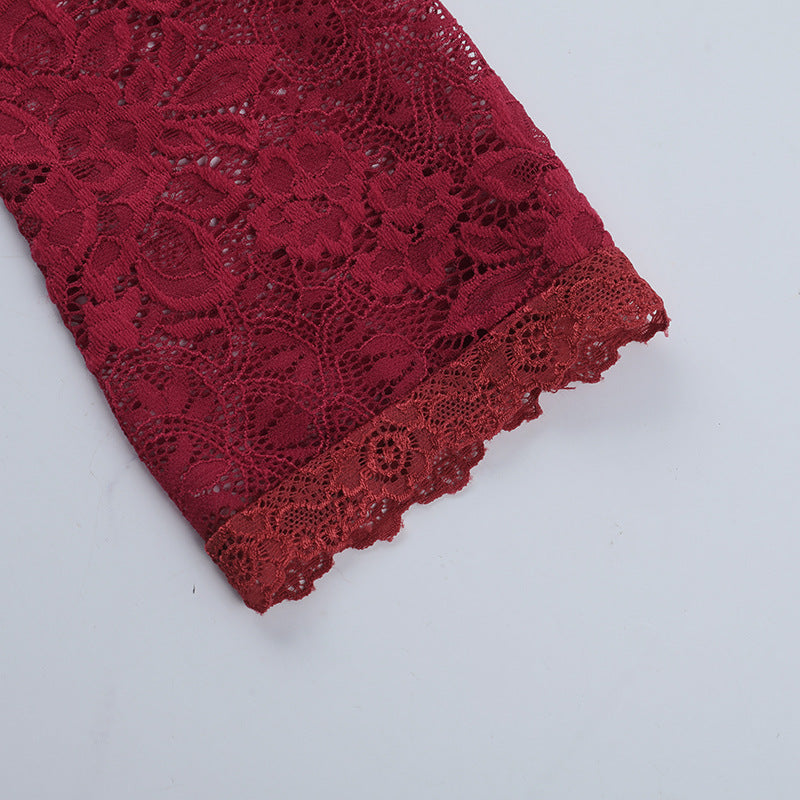 Off Shoulder Bodycon Dress - Lace Long Sleeve Wrap - Fashions Envy