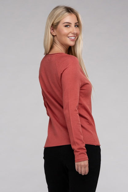 Long Sleeve Viscose Round Neck Basic Sweater