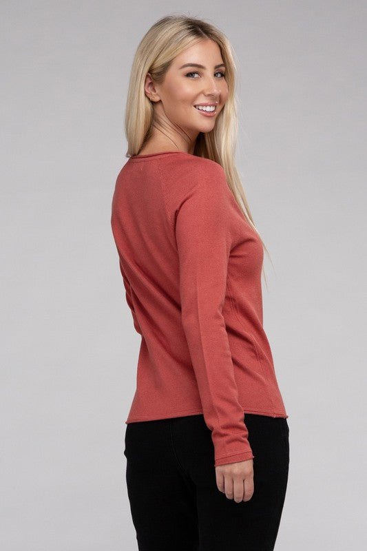 Long Sleeve Viscose Round Neck Basic Sweater