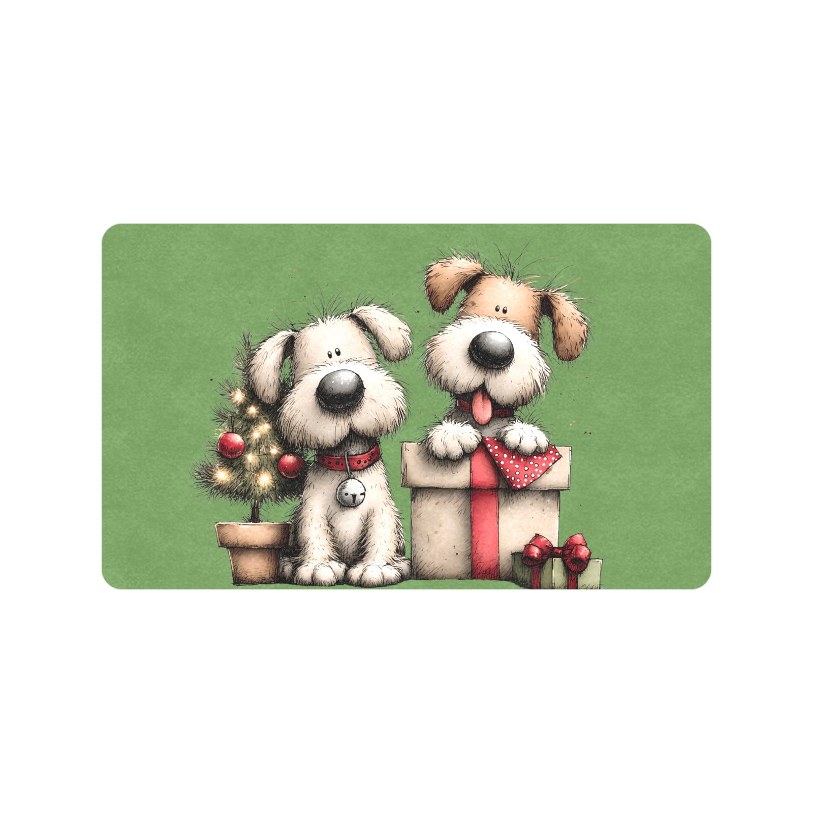 Whimsy Pups Doormat - Christmas Welcome Mat