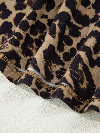 Leopard Print Top - Square Neck Long Sleeve Going Out - Fashions Envy