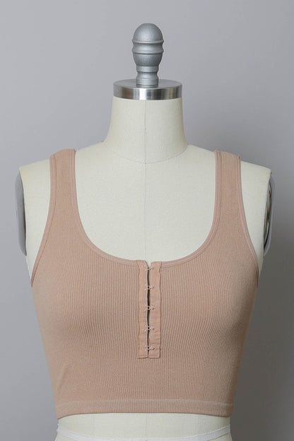 Cropped Ribbed Hook Eye Sleeveless Brami