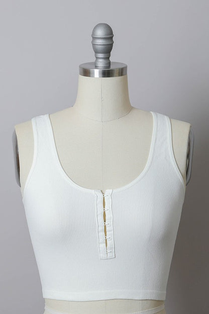 Cropped Ribbed Hook Eye Sleeveless Brami