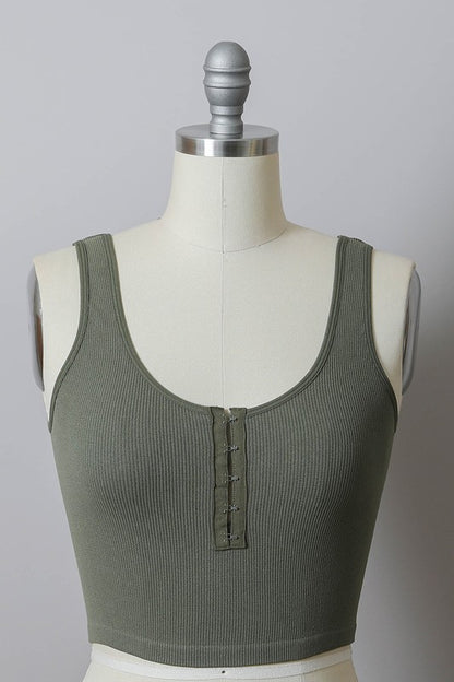 Cropped Ribbed Hook Eye Sleeveless Brami