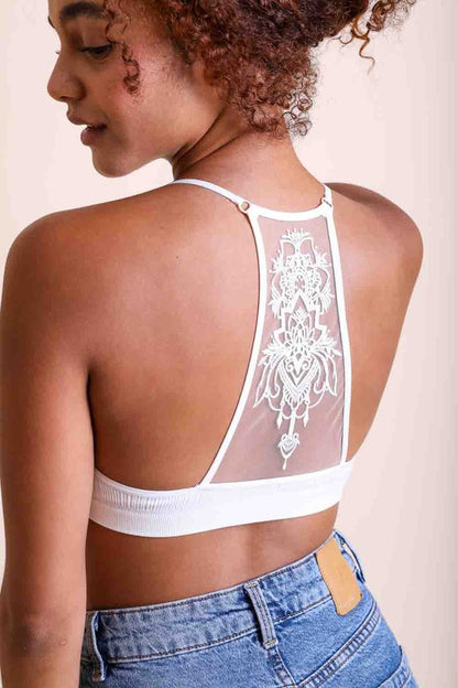 Tattoo Mesh Cropped Racerback Bralette