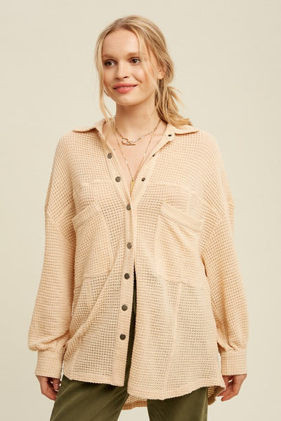 Soft Thermal Knit Shacket Top - Fashions Envy