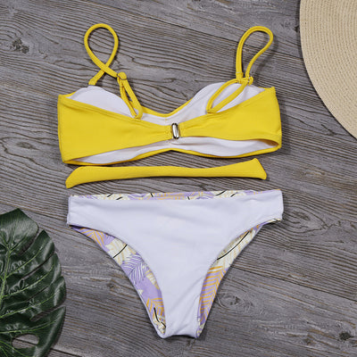 Mismatch Color Bikini - Bandeau Halter Top Swimsuit