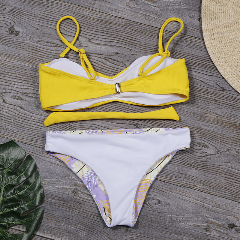 Mismatch Color Bikini - Bandeau Halter Top Swimsuit