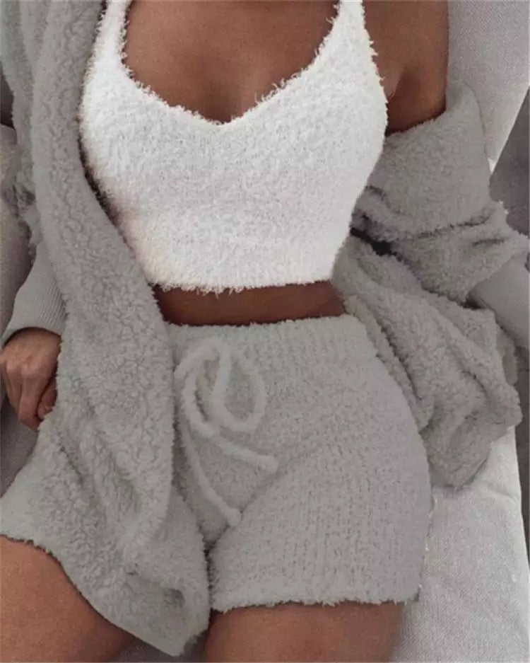 Pajama Set Women - Winter Flannel 3 Piece Loungewear