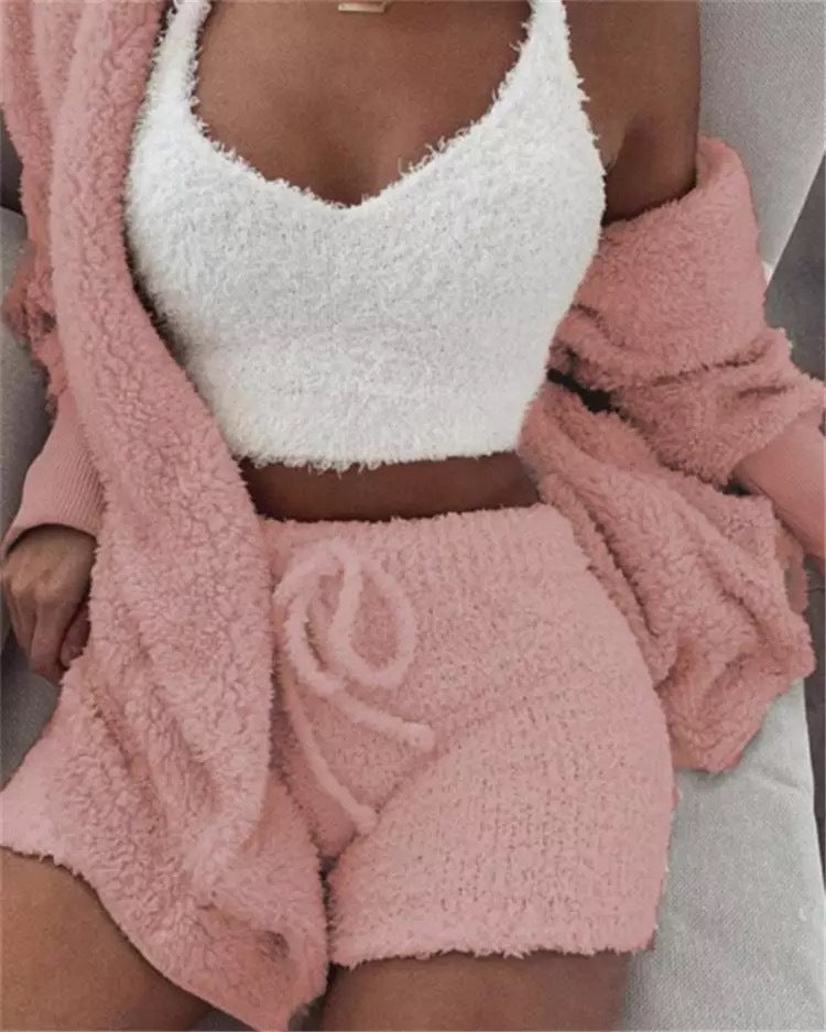 Pajama Set Women - Winter Flannel 3 Piece Loungewear