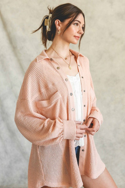 Soft Thermal Knit Shacket Top - Fashions Envy