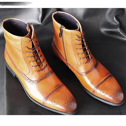 Men's Vintage Ankle Boots - Lace Up Design - Fashions Envy