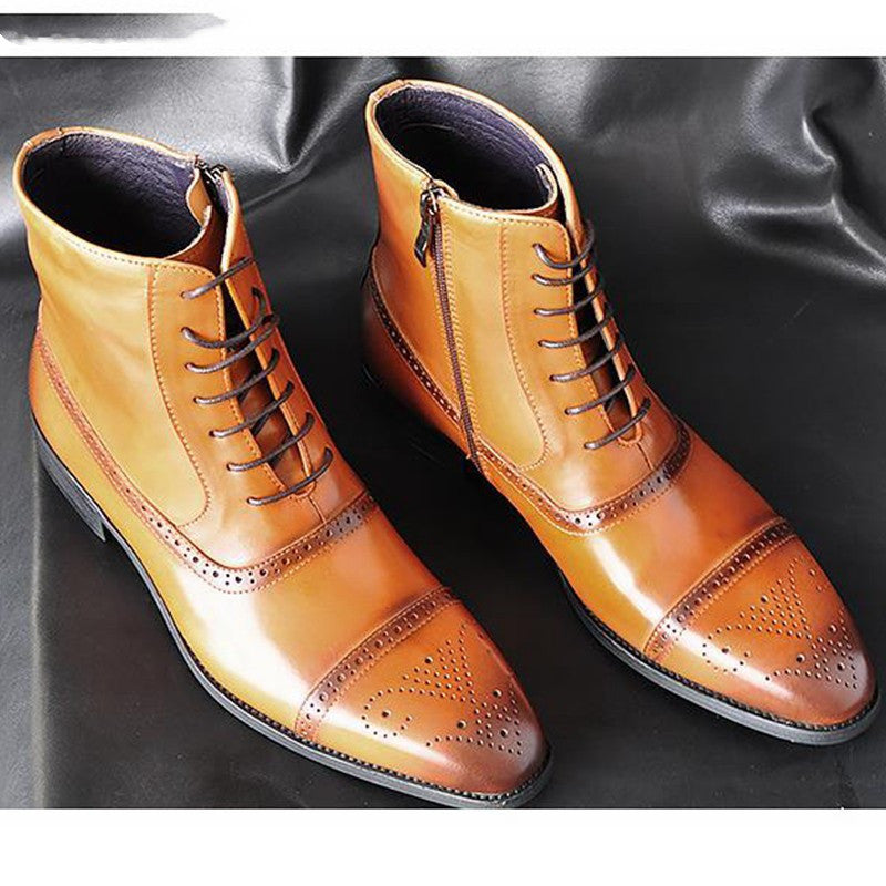 Men's Vintage Ankle Boots - Lace Up Design - Fashions Envy