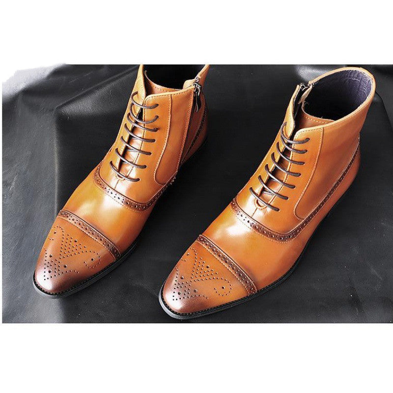 Men's Vintage Ankle Boots - Lace Up Design - Fashions Envy