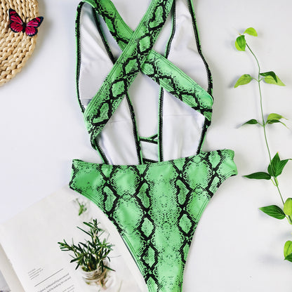 Animal Print Bandage Swimsuit - One-Piece Sexy Design