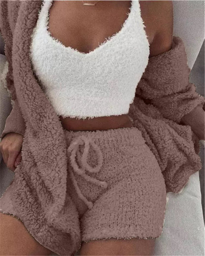Pajama Set Women - Winter Flannel 3 Piece Loungewear