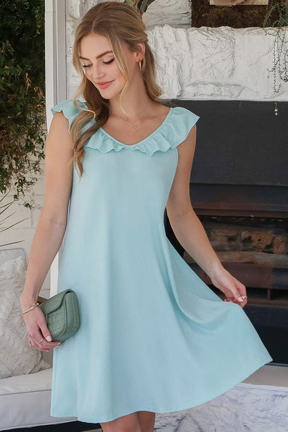 Cute Ruffle Collar Summer Mini Dress