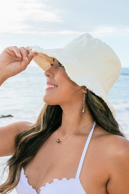 Distressed Frayed Edge Canvas Bucket Hat