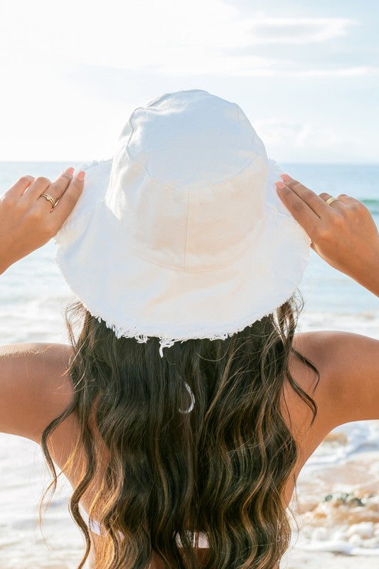 Distressed Frayed Edge Canvas Bucket Hat