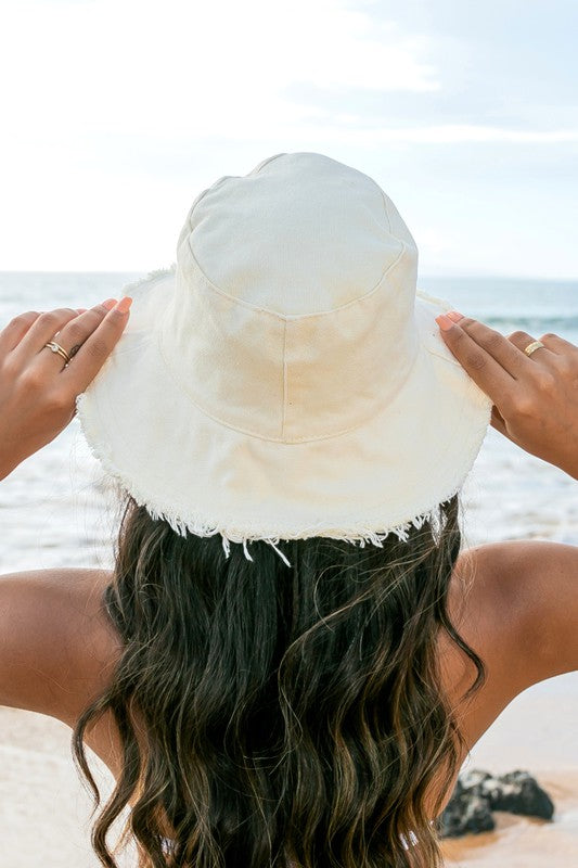 Distressed Frayed Edge Canvas Bucket Hat