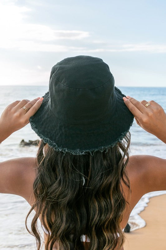 Distressed Frayed Edge Canvas Bucket Hat