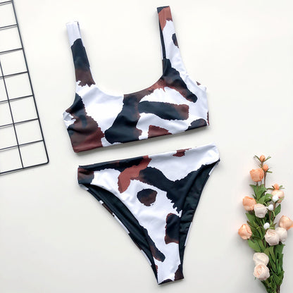 Cow Print Bikini - Mini Vest Style Swimwear