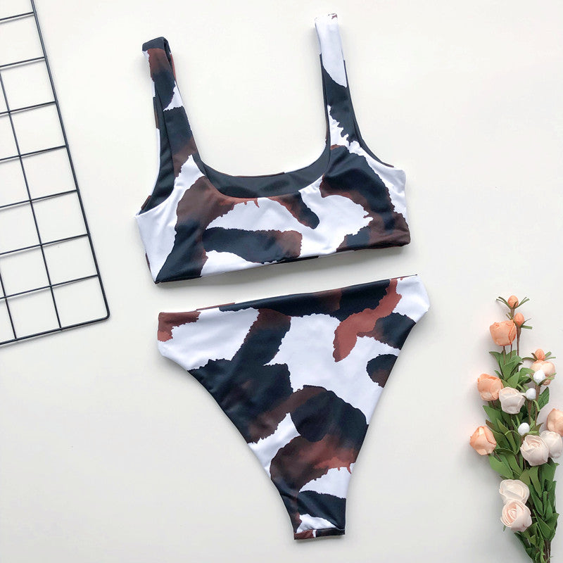 Cow Print Bikini - Mini Vest Style Swimwear