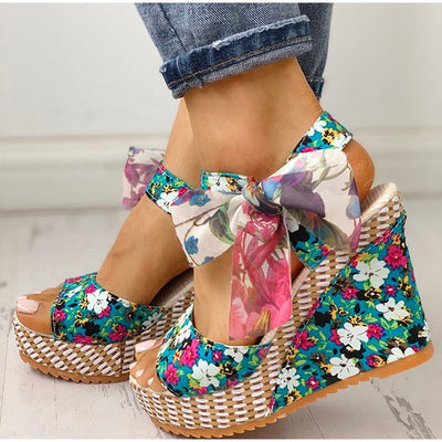 Women's Bohemian High Heel Sandals - Strappy Design - Fashions Envy