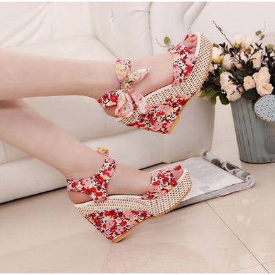 Women's Bohemian High Heel Sandals - Strappy Design - Fashions Envy