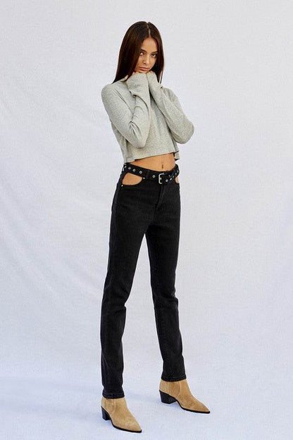 High-Waisted Straight Dark Wash Jeans - Fashions Envy