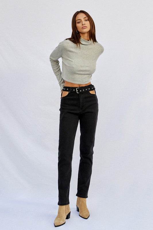 High-Waisted Straight Dark Wash Jeans - Fashions Envy