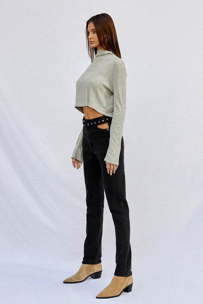High-Waisted Straight Dark Wash Jeans - Fashions Envy