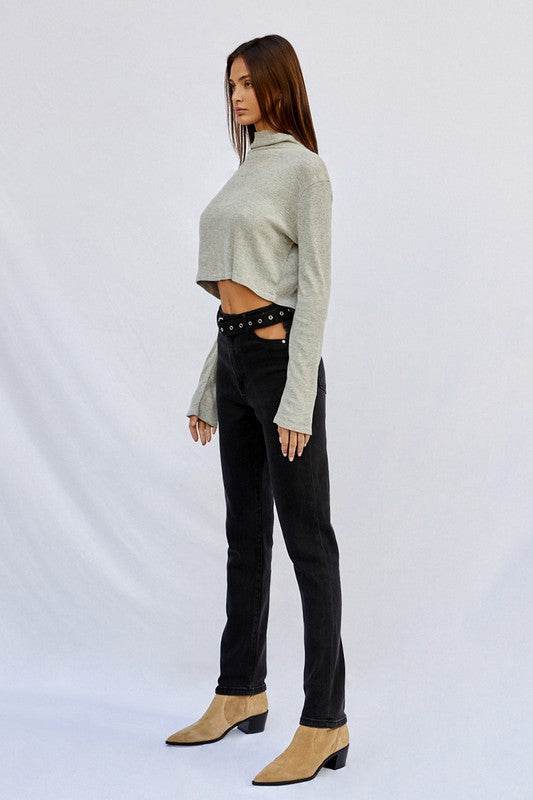 High-Waisted Straight Dark Wash Jeans - Fashions Envy