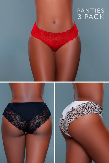 Lace Mid Rise Arlo Bikini Panty 3 Pack