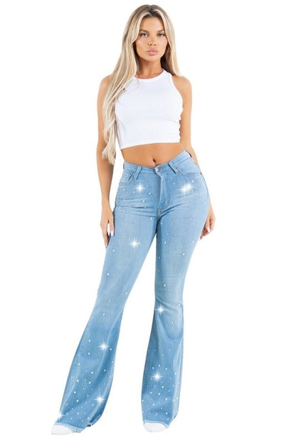 Vegas Glam Bell Bottom High Stretch Jeans 30" Inseam