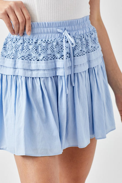 Trim Lace with Folded Detail Mini Skirt