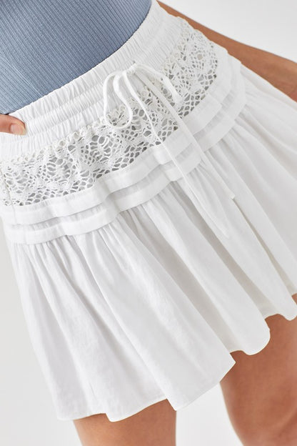 Trim Lace with Folded Detail Mini Skirt