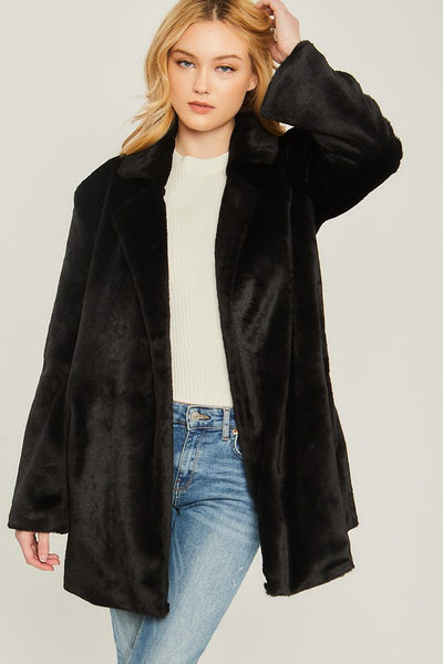 Cozy Solid Relaxed Collar Teddy Coat
