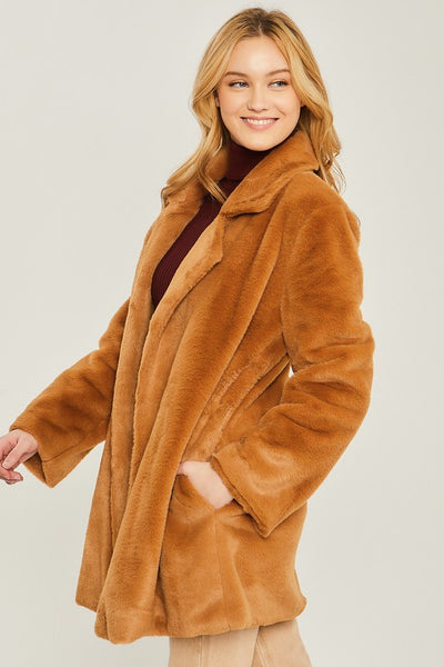 Cozy Solid Relaxed Collar Teddy Coat