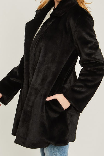 Cozy Solid Relaxed Collar Teddy Coat