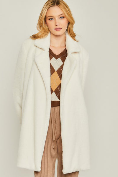 Cozy Solid Relaxed Collar Teddy Coat