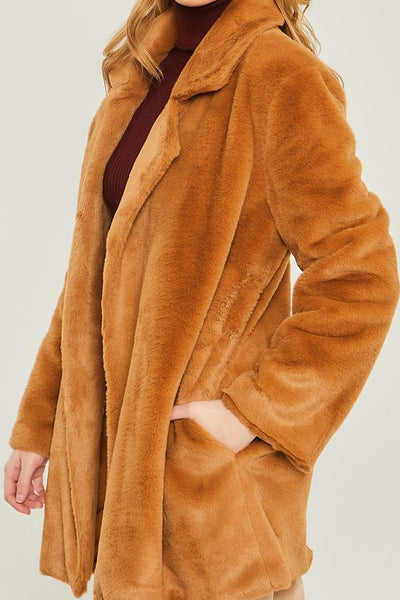 Cozy Solid Relaxed Collar Teddy Coat
