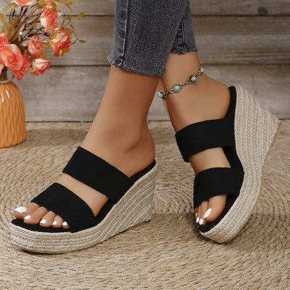 Open Toe Platform Wedge Sandals - Fashions Envy