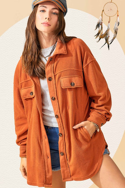 Oversized Collared Cozy Fleece Sunset Jacket