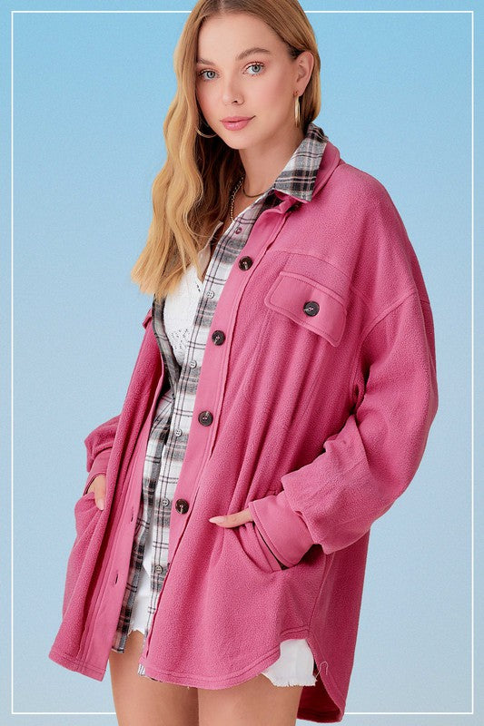 Oversized Collared Cozy Fleece Sunset Jacket