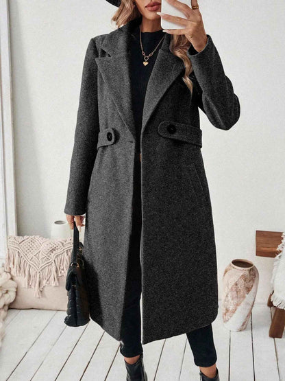 Wool Blend Overcoat - One Button Belted Long Coat - Fashions Envy