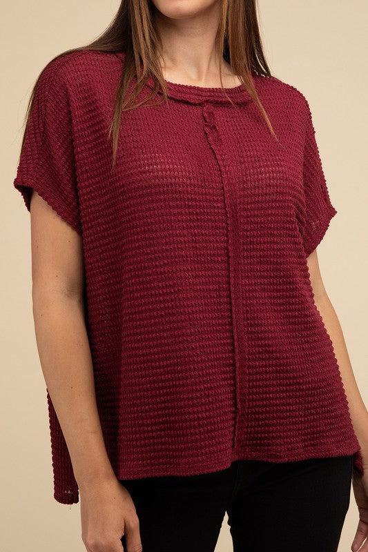 Dolman Short Sleeve Jacquard Sweater