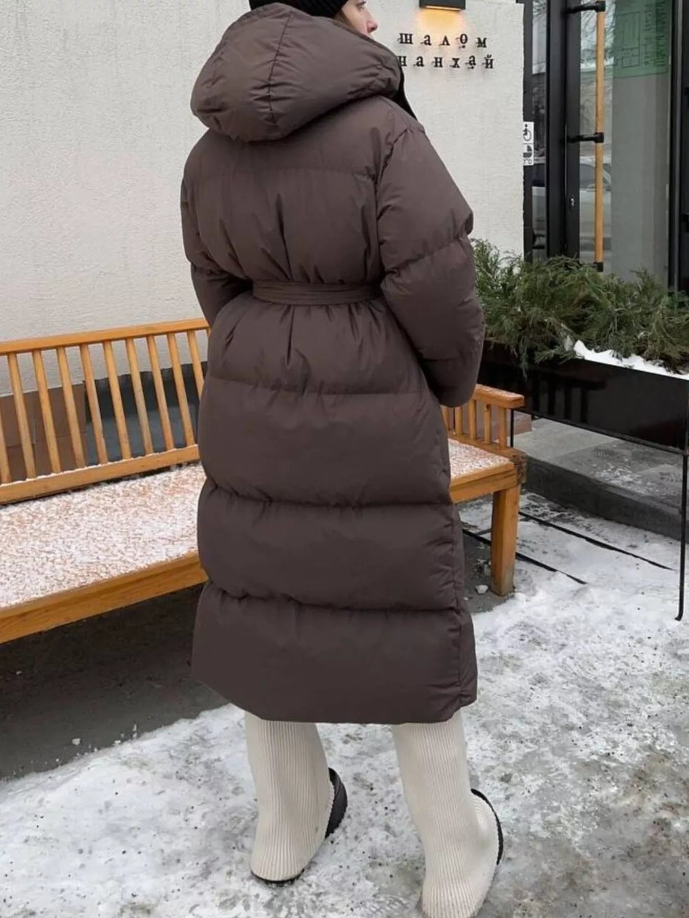 Longline Winter Coat - Padded with Belt - Fashions Envy