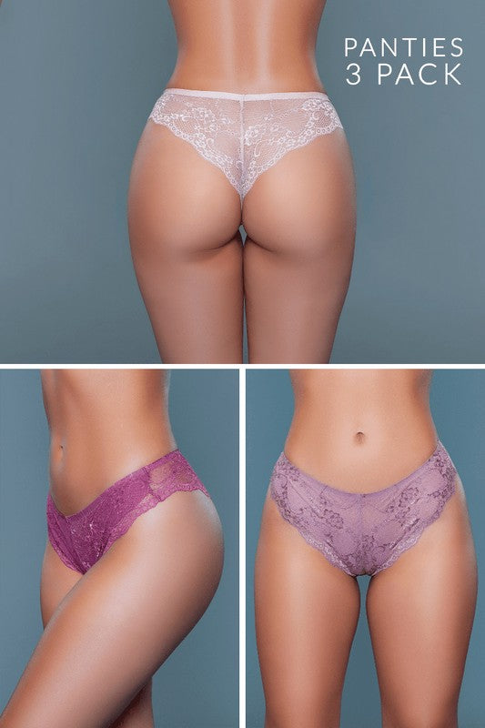 Low Rise Floral Lace Hadlee Tanga Panty 3 Pack