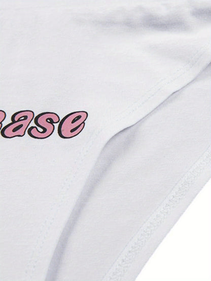 Letter Print "COME HERE DADDY"  Lingerie Set - Sexy Crop Top & Panties